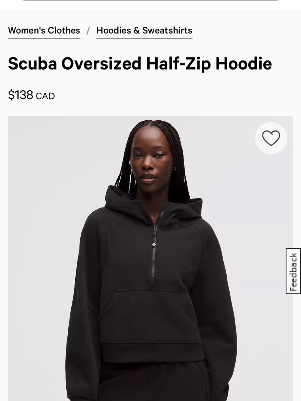 lululemon athletica Scuba Oversized Half-Zip Hoodie in Black